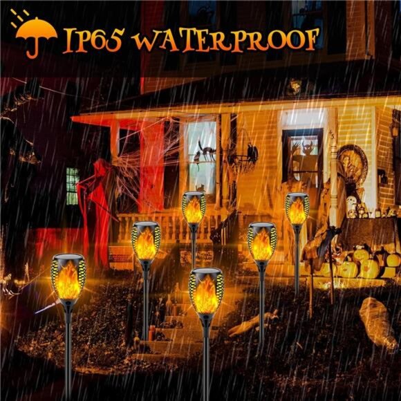 Upgraded Solar Lights Outdoor, 6 Pack Flickering Flame Solar Torch Lights - Picture 3 of 7